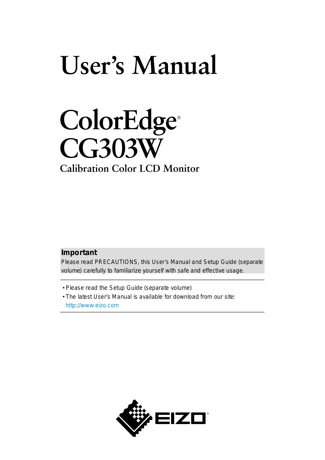 Eizo CG303W User Manual