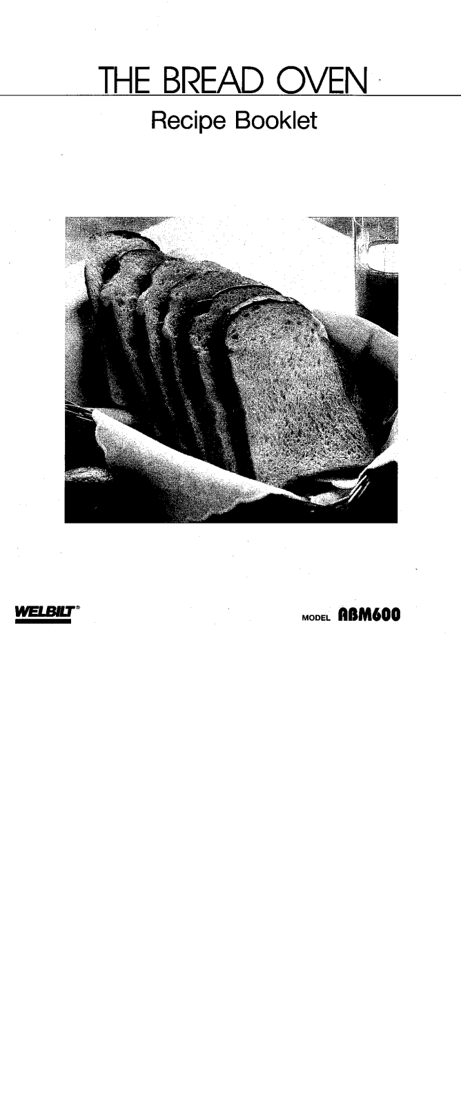 Welbilt ABM600 recipe booklet