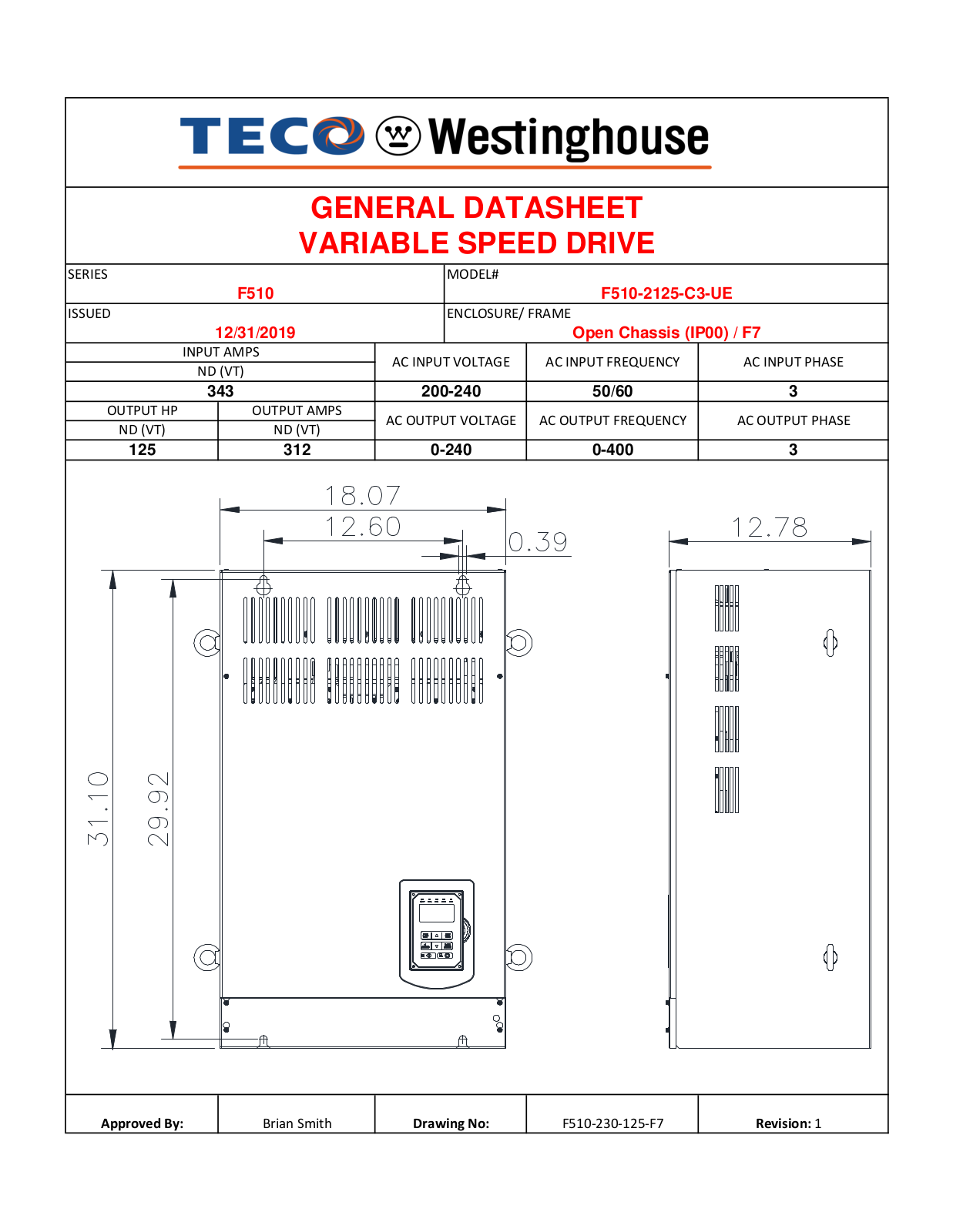 Teco F510-2125-C3-UE Data Sheet