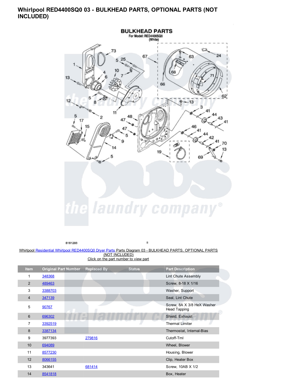 Whirlpool RED4400SQ0 Parts Diagram