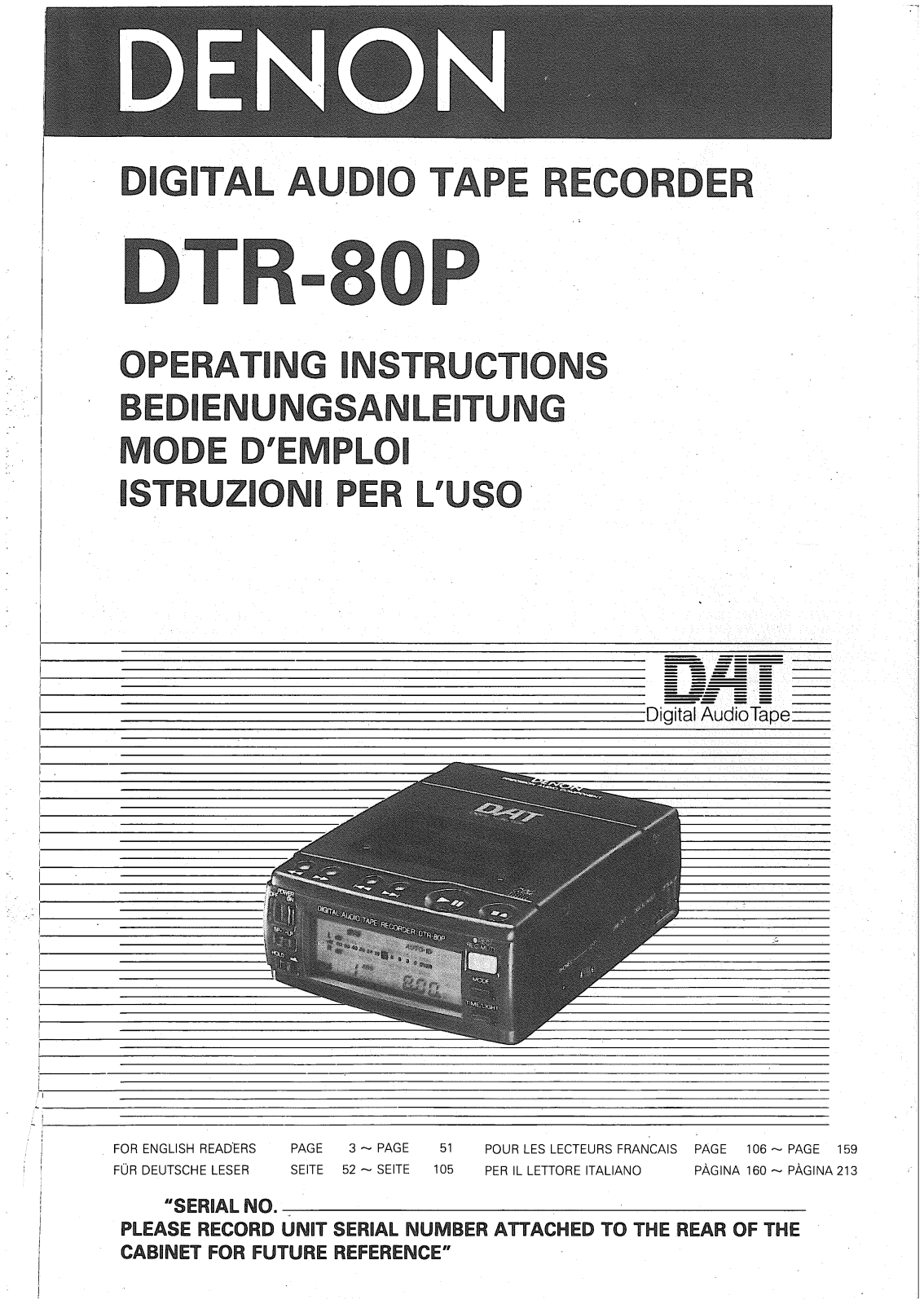 Denon DTR-80P Owner's Manual