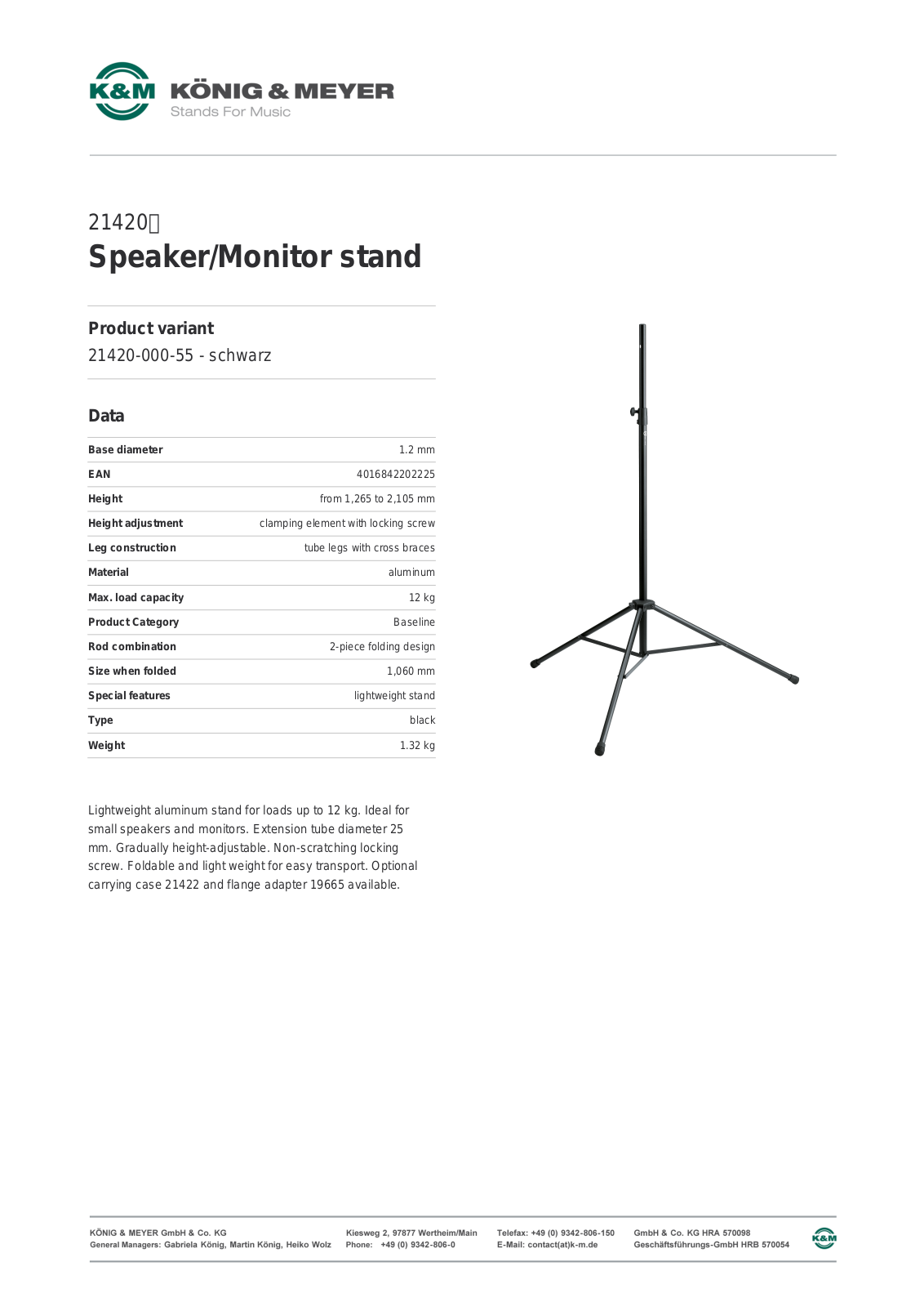 K&M 21420 Data Sheet