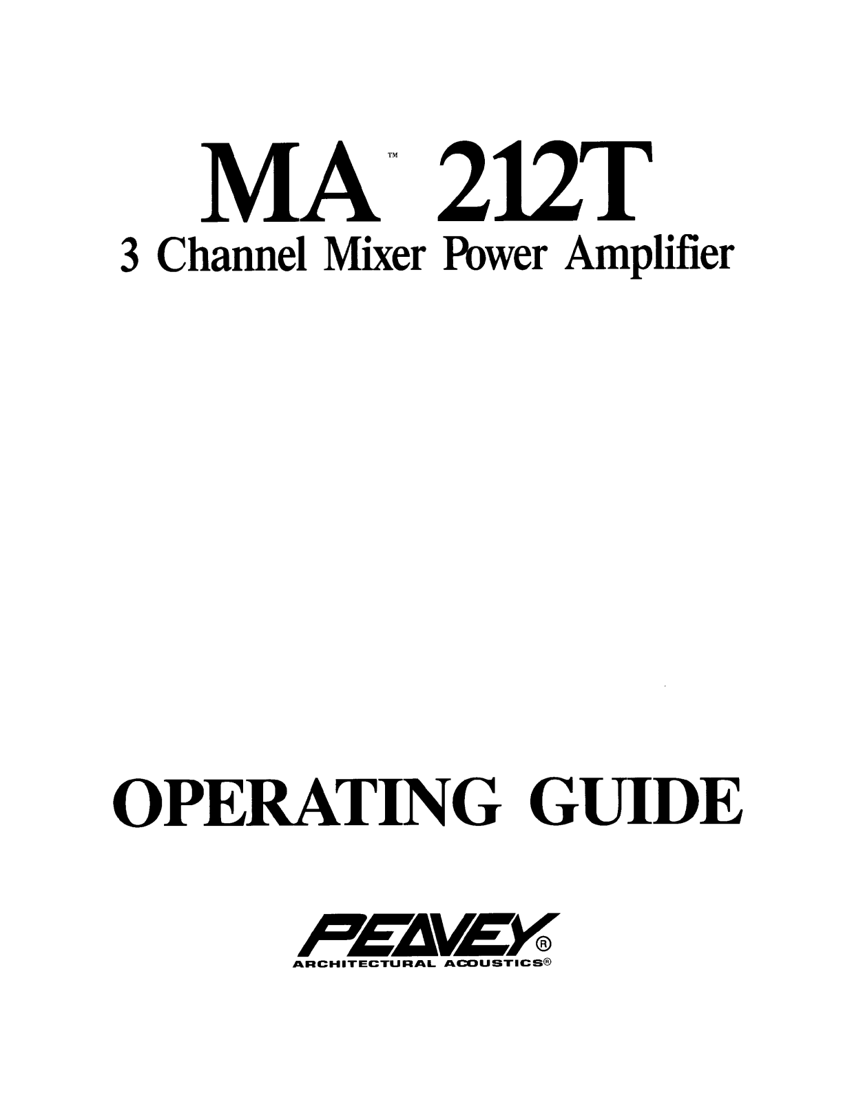 Peavey MA 212T User Manual