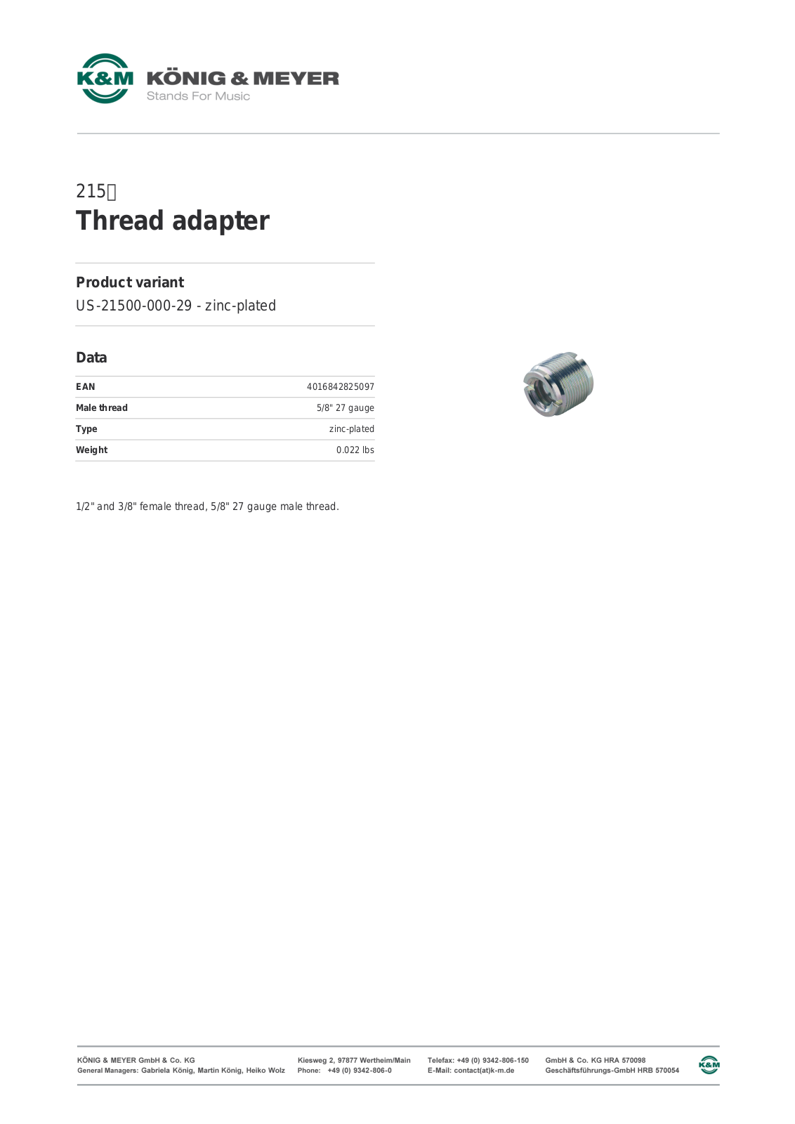 K&M 21500.000.29 Data Sheet