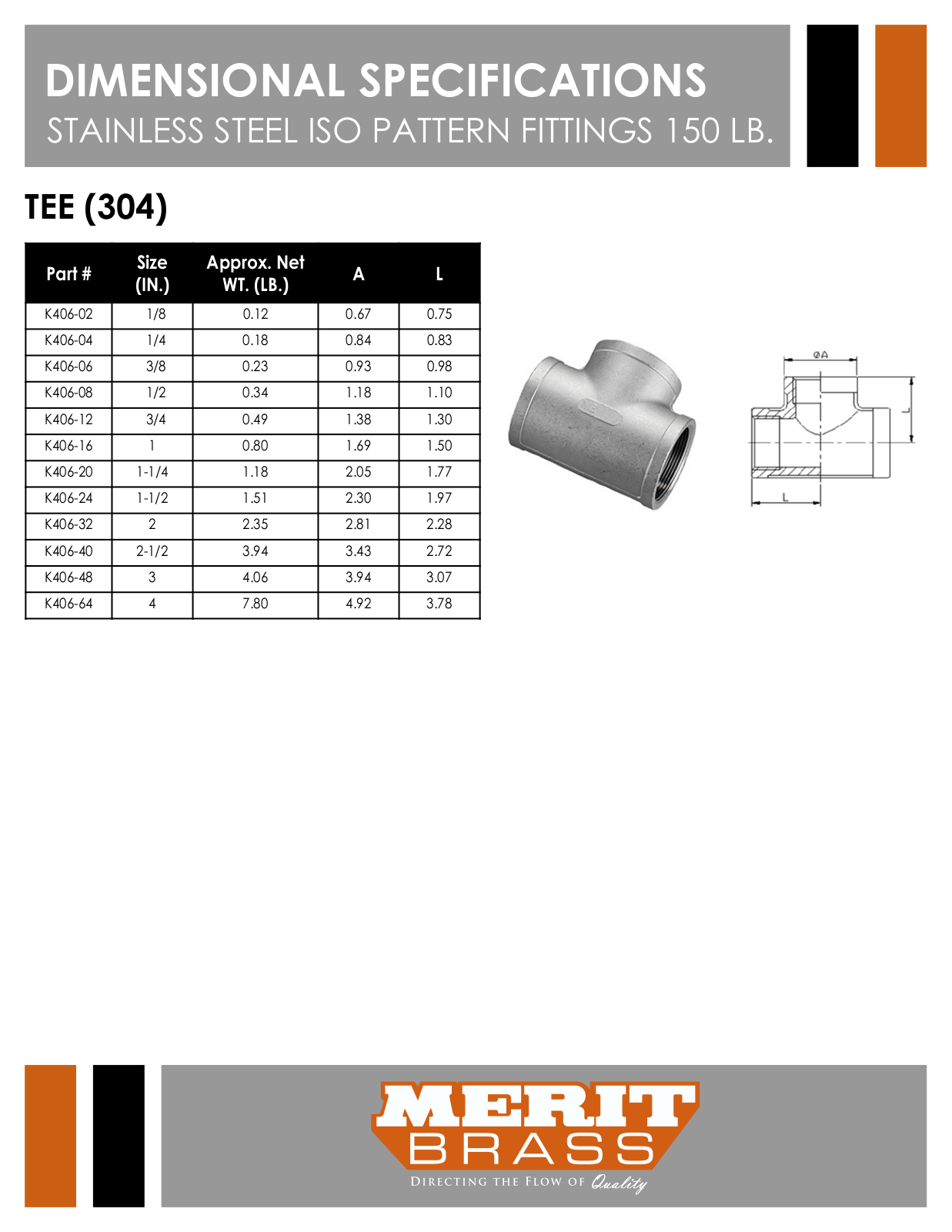 Merit Brass K406-02, K406-04, K406-06, K406-08, K406-12 User Manual