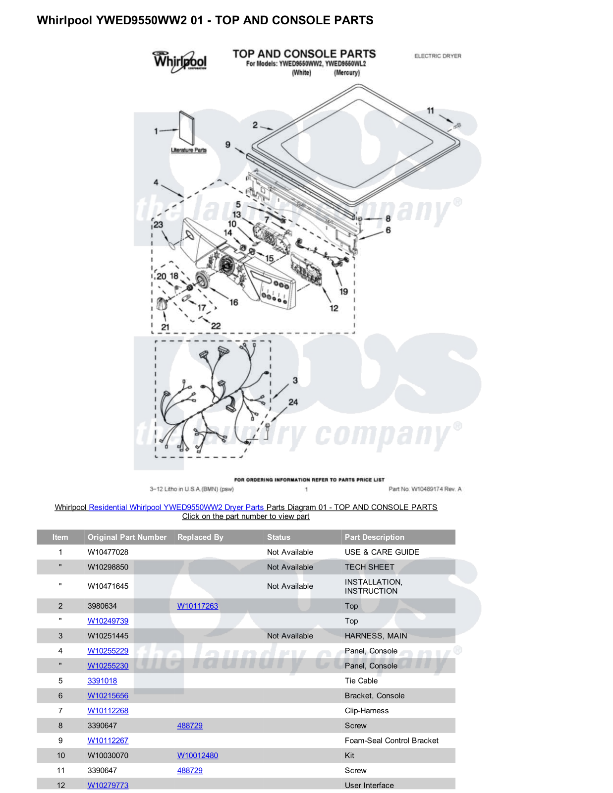 Whirlpool YWED9550WW2 Parts Diagram