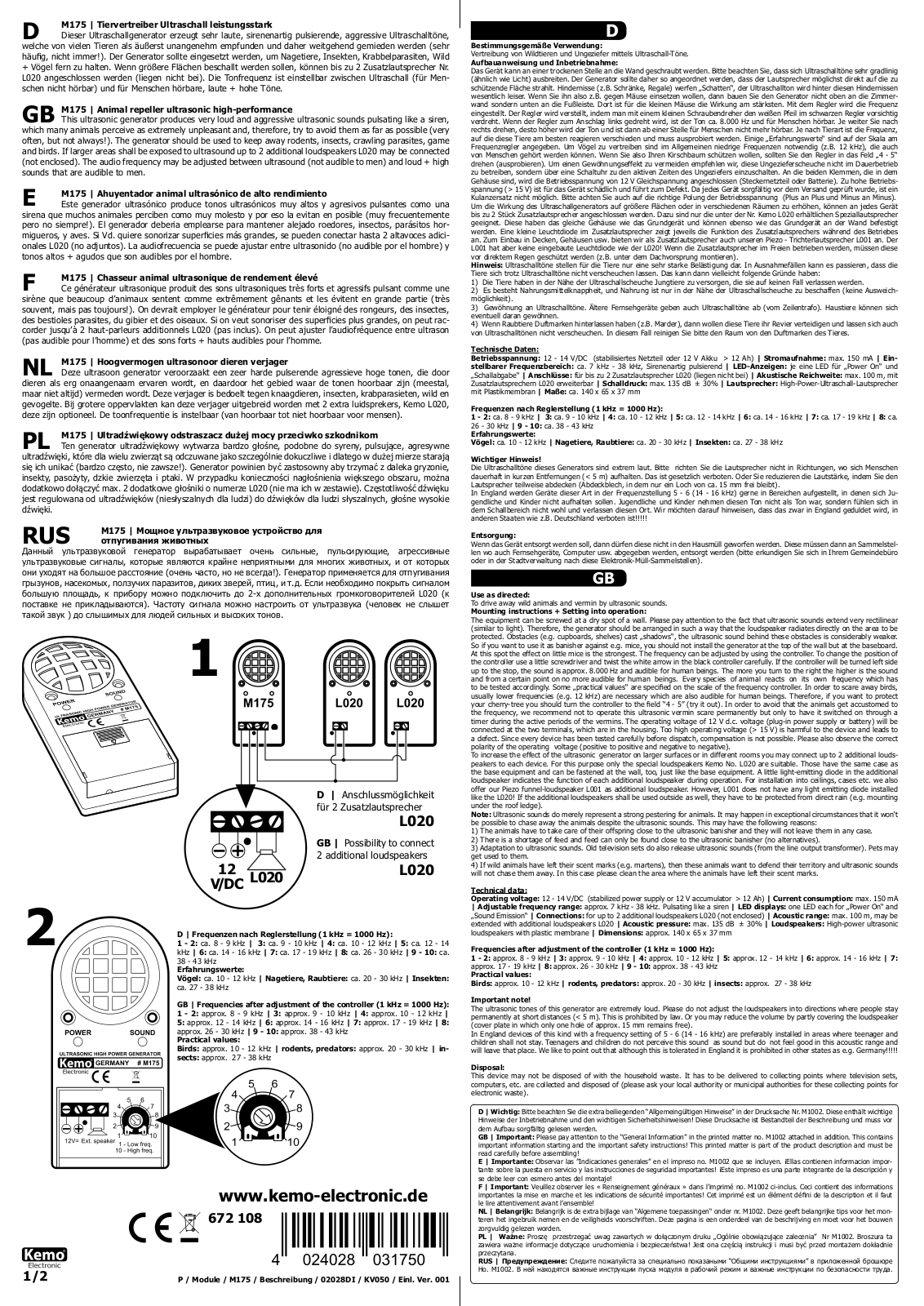 Kemo Electronic M175 User Manual