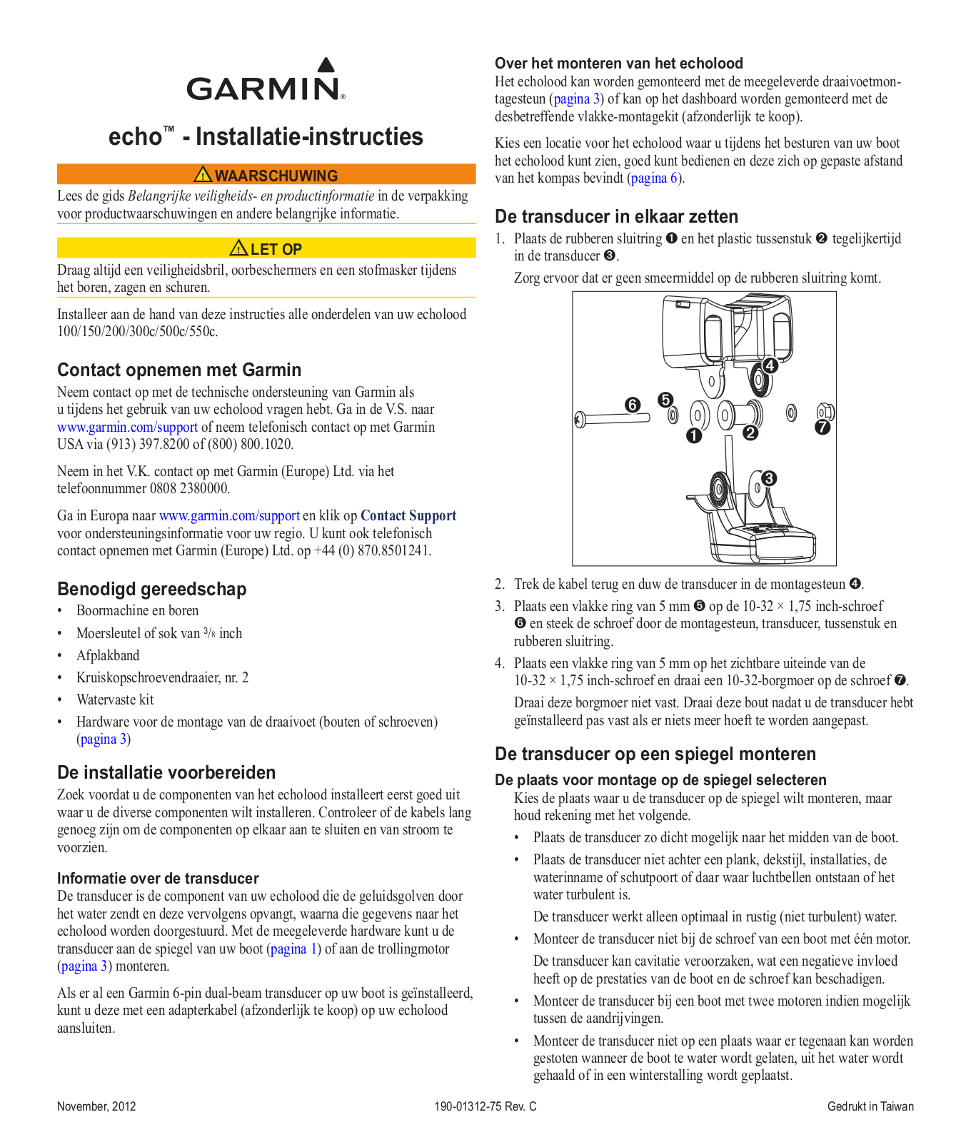 Garmin echo 100, echo 150, echo 200, echo 500c, echo 550c Installation manual