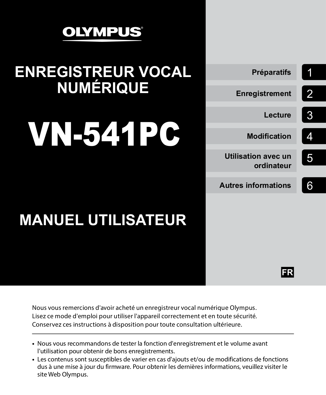 OLYMPUS VN 541PC Manuel utilisateur