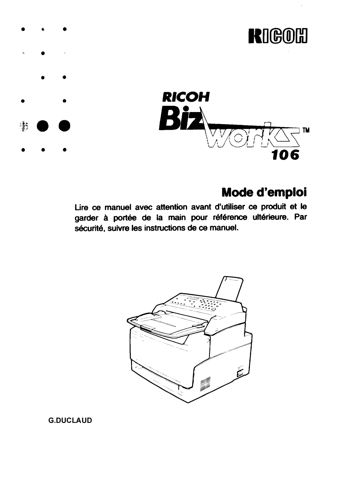 Ricoh BIZWORKS 106 User Manual