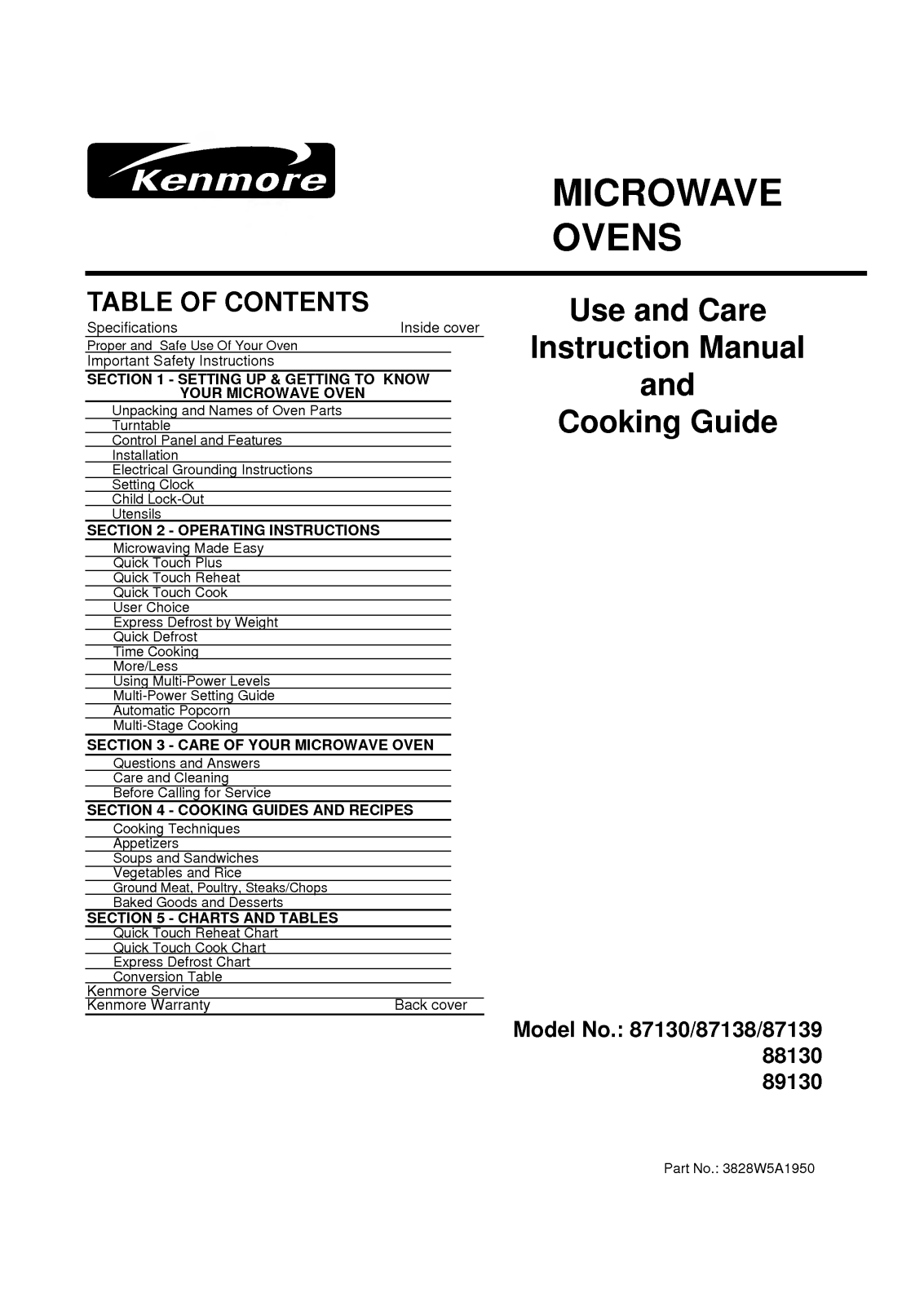 LG 87138, 89130, 88130 User Manual