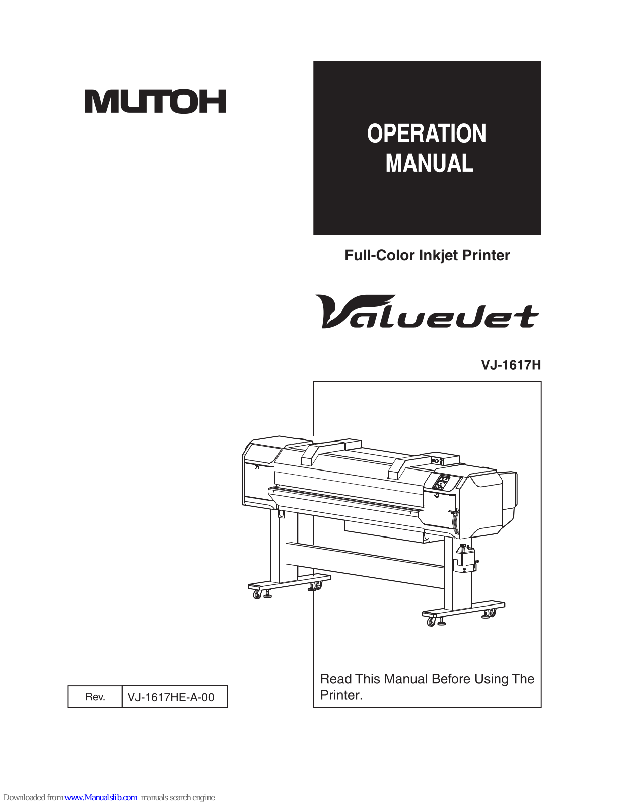 MUTOH vj-1617h Operation Manual