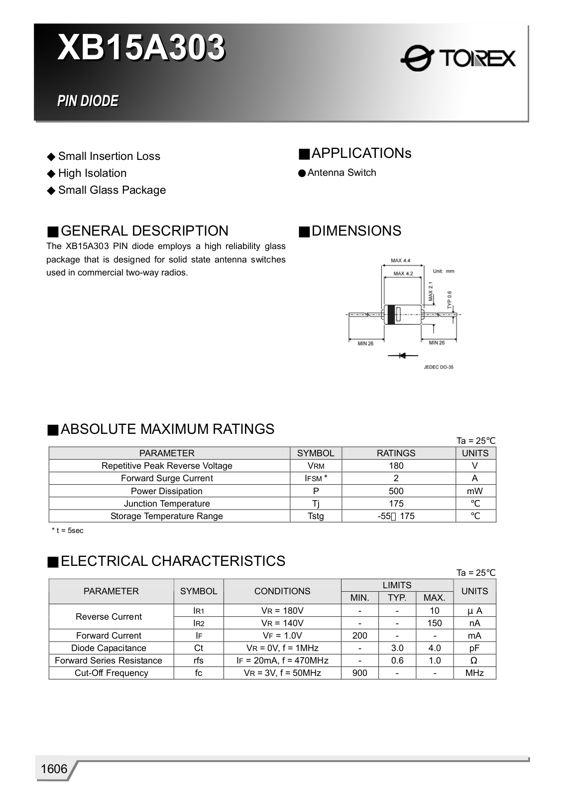 Datasheets XB15A303 Datasheet - ManualMachine.com