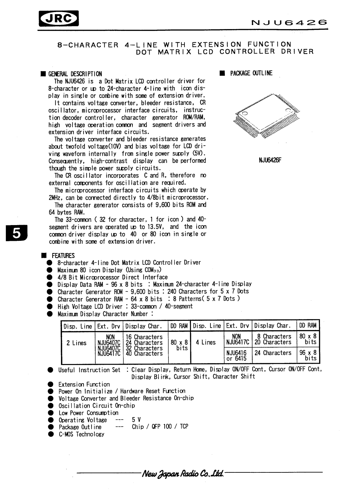 JRC NJU6426F Datasheet