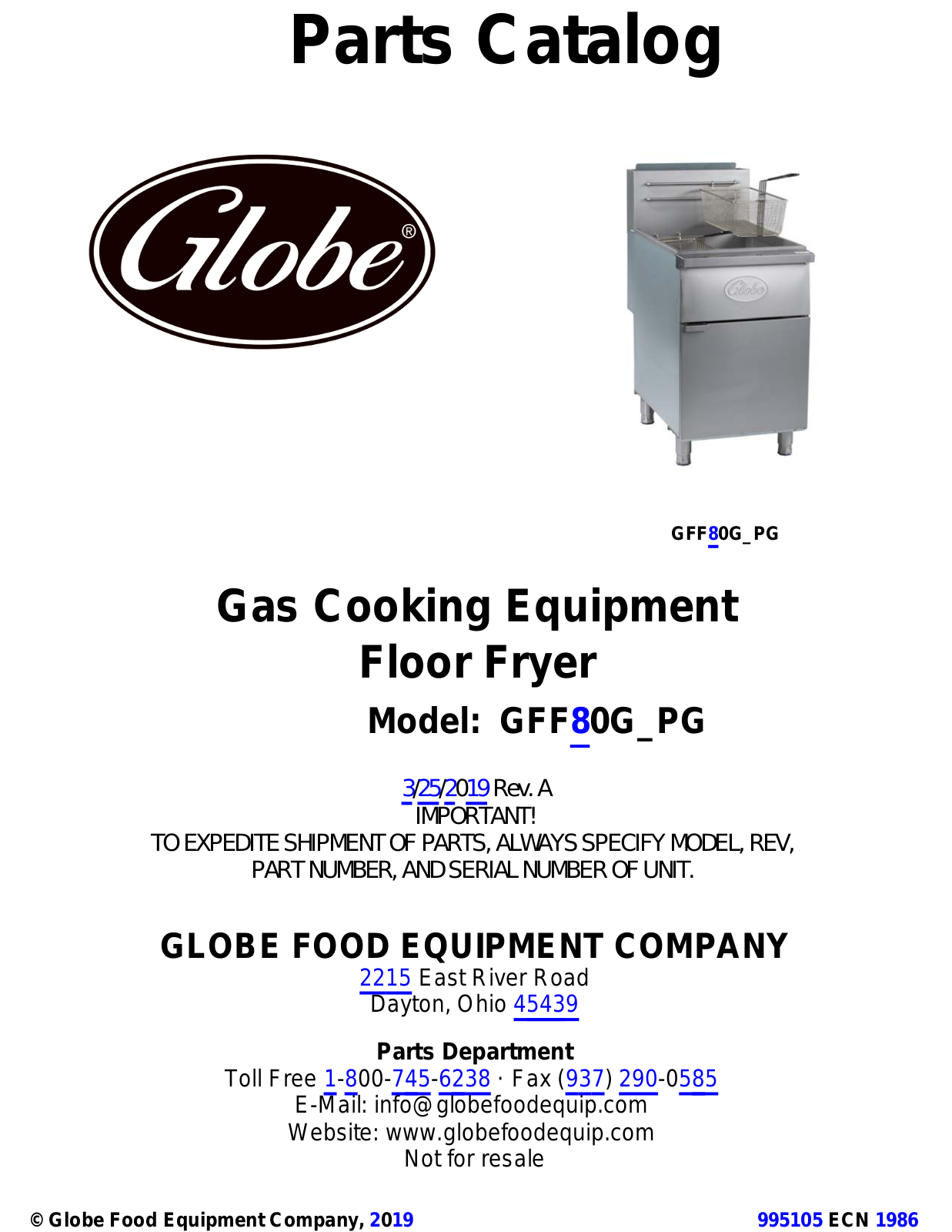 Globe GFF80G Parts List