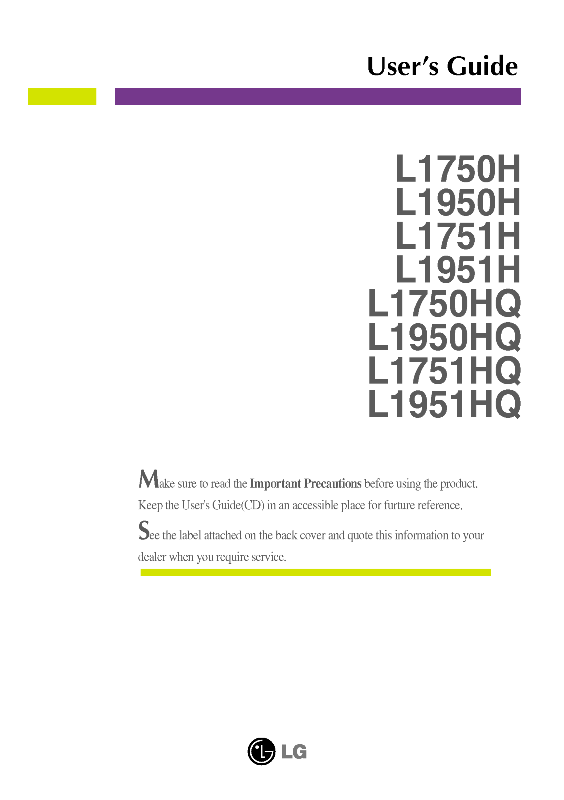 LG L1750HQ-SN, L1750H-BN User Manual