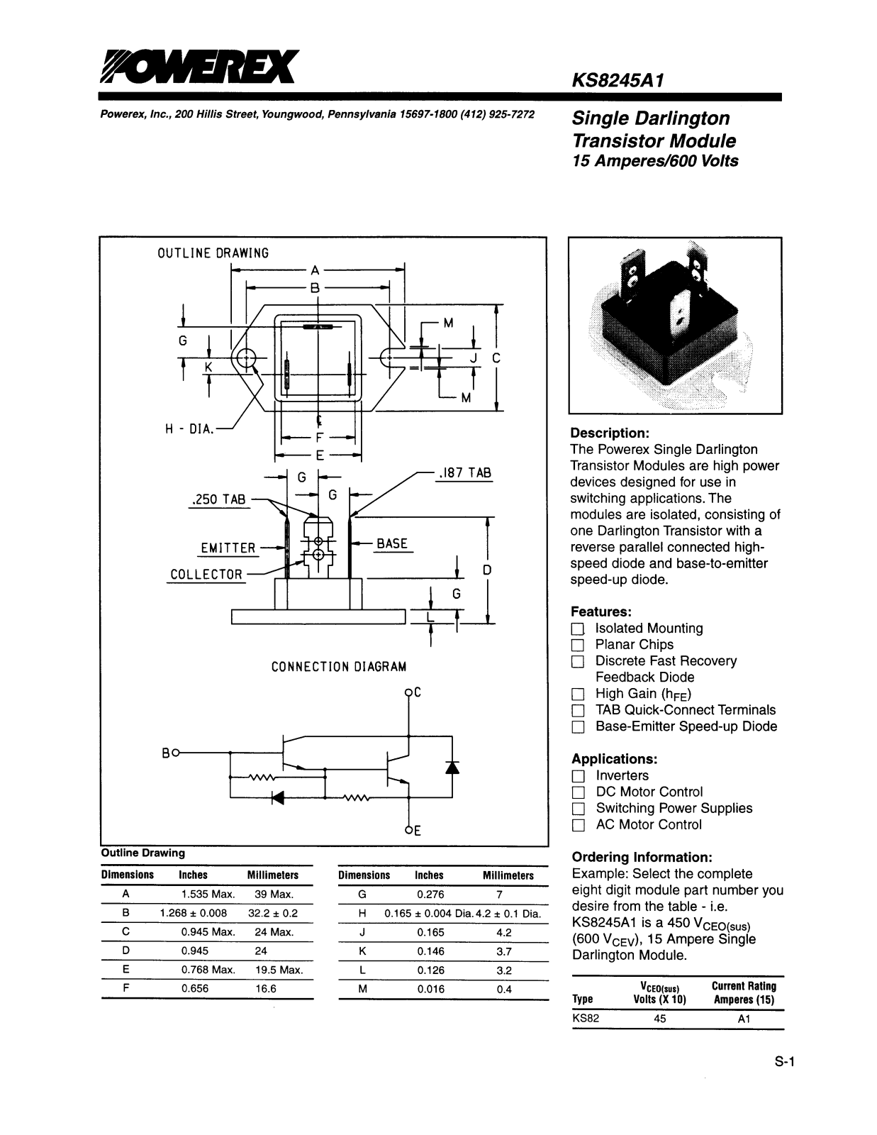 POWEREX KS8245A1 Datasheet