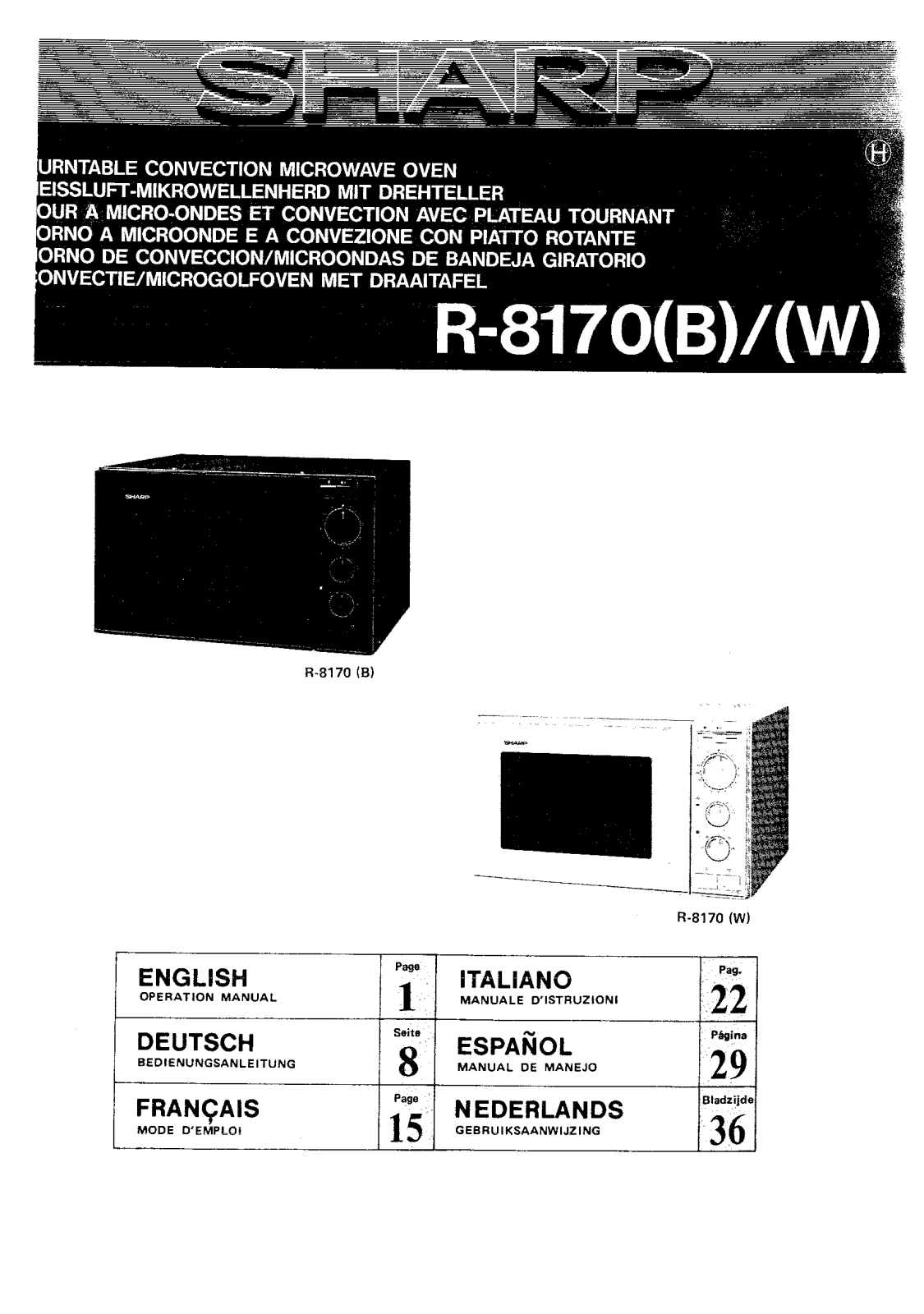 Sharp R-8170 User Manual