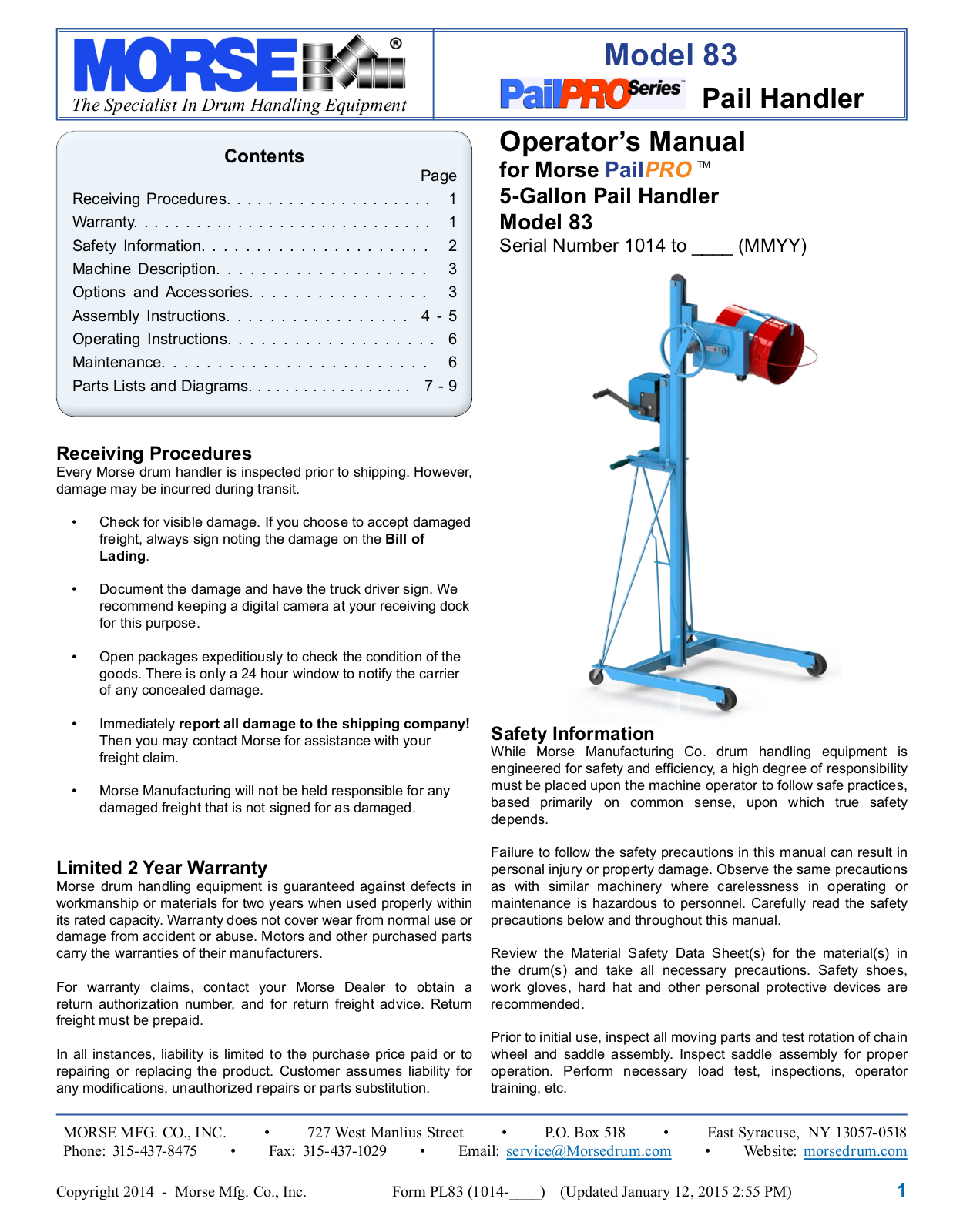 Morse 83 User Manual