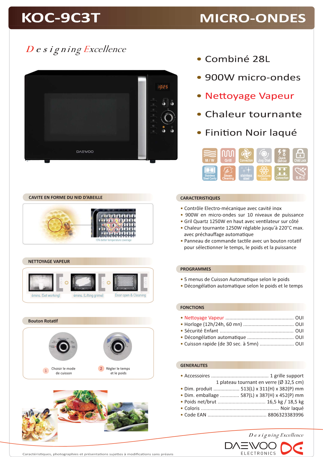 Daewoo KOC9C3T product sheet