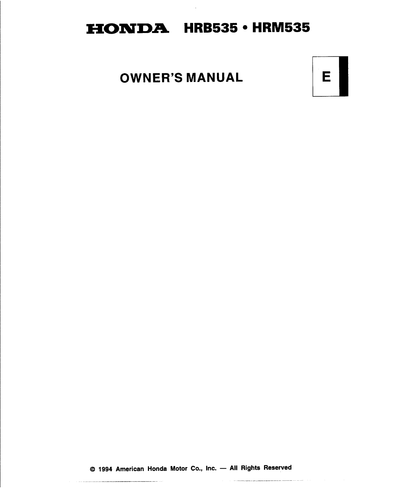 Honda HRB535, HRM535 User Manual