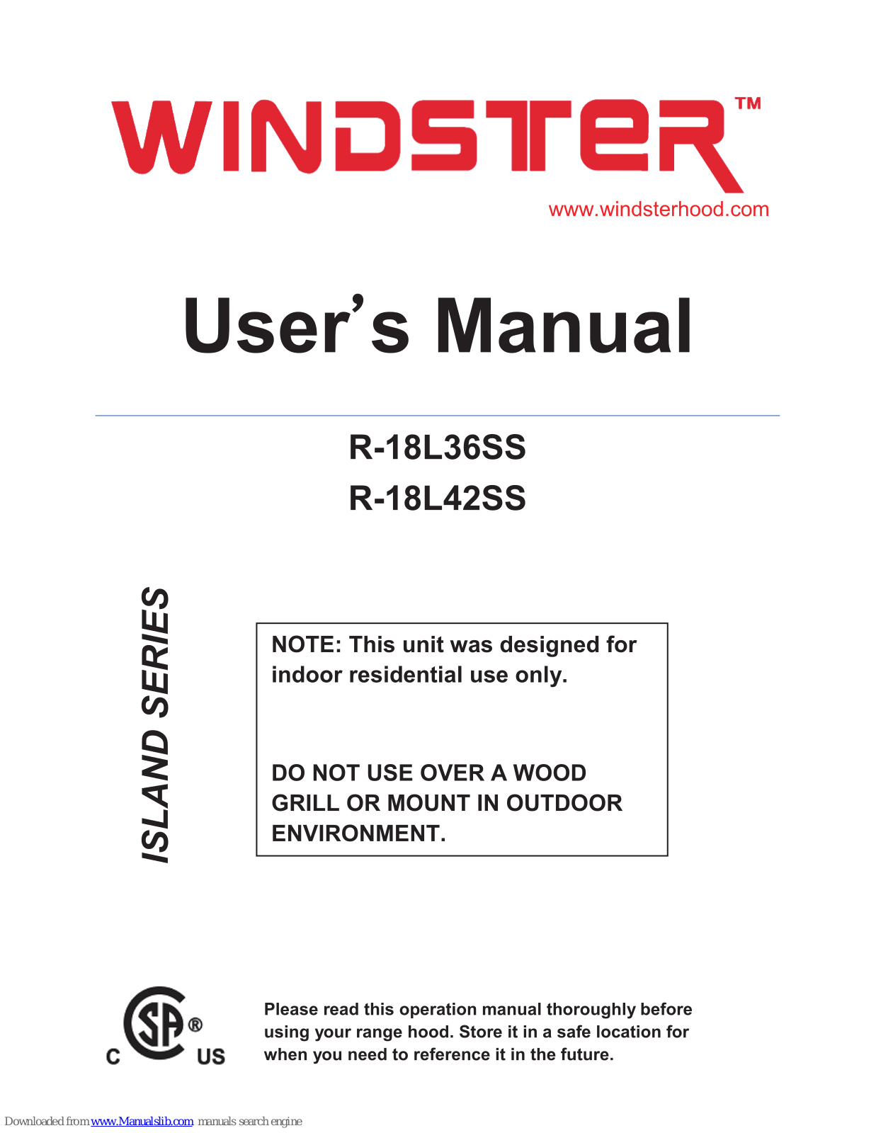 Windster R-18L36SSб R-18L42SS User Manual