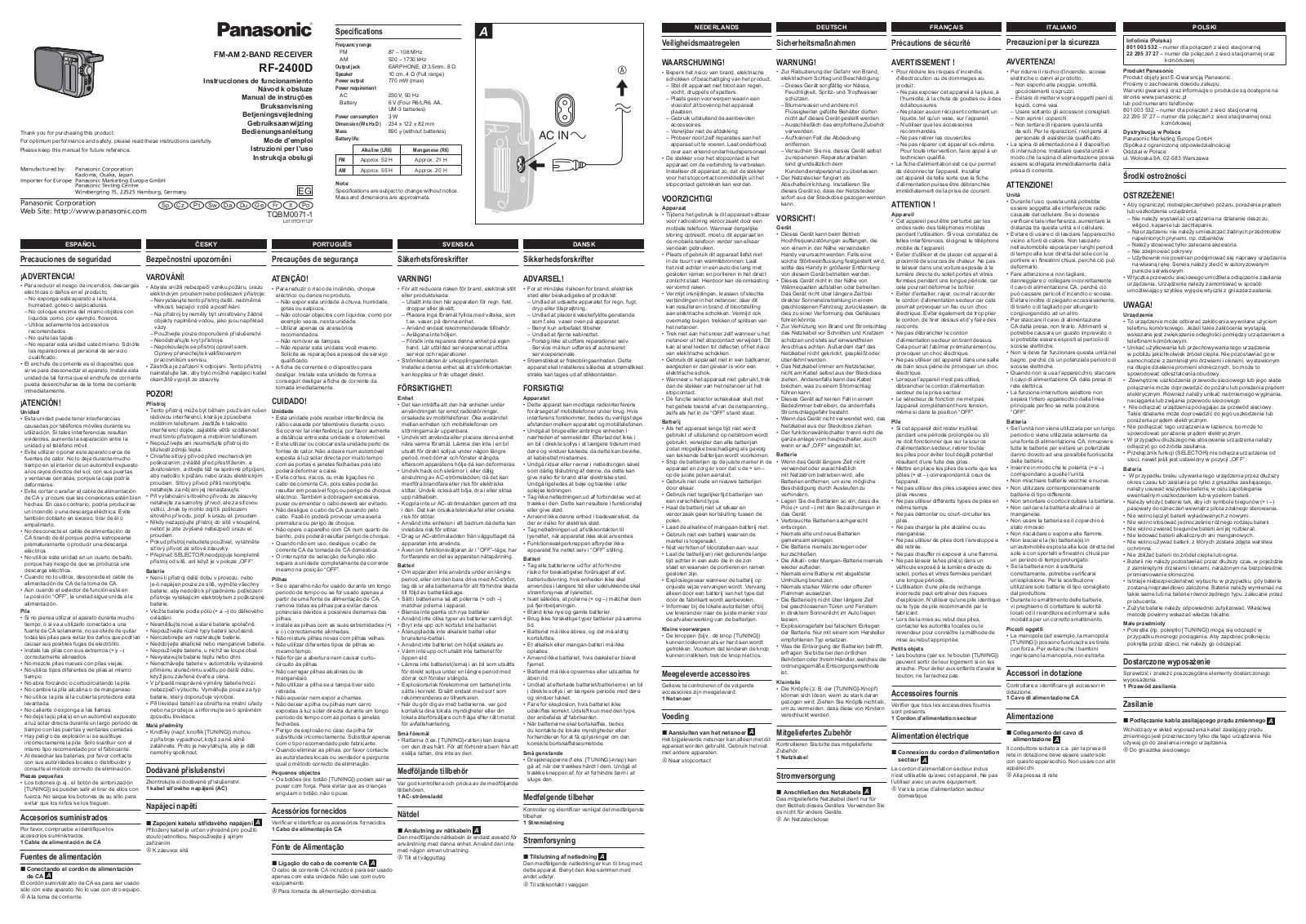 Panasonic RF-2400DEG-K User Manual