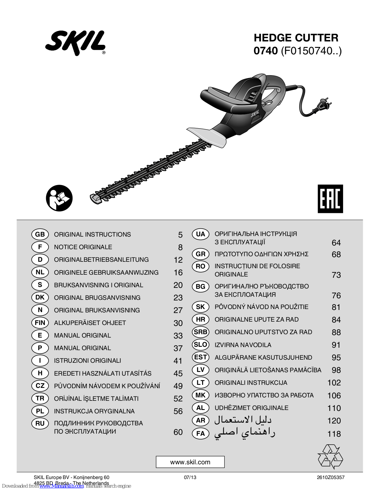 Skil 740, F0150740 Original Instructions Manual