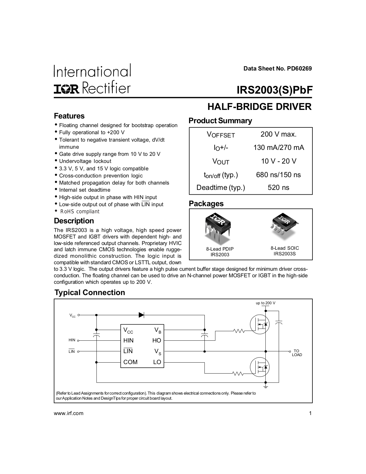 IOR IRS2003S-PbF User Manual