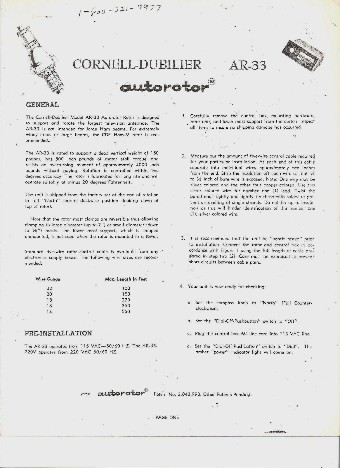 Cornell Dubilier AR-33 Service manual