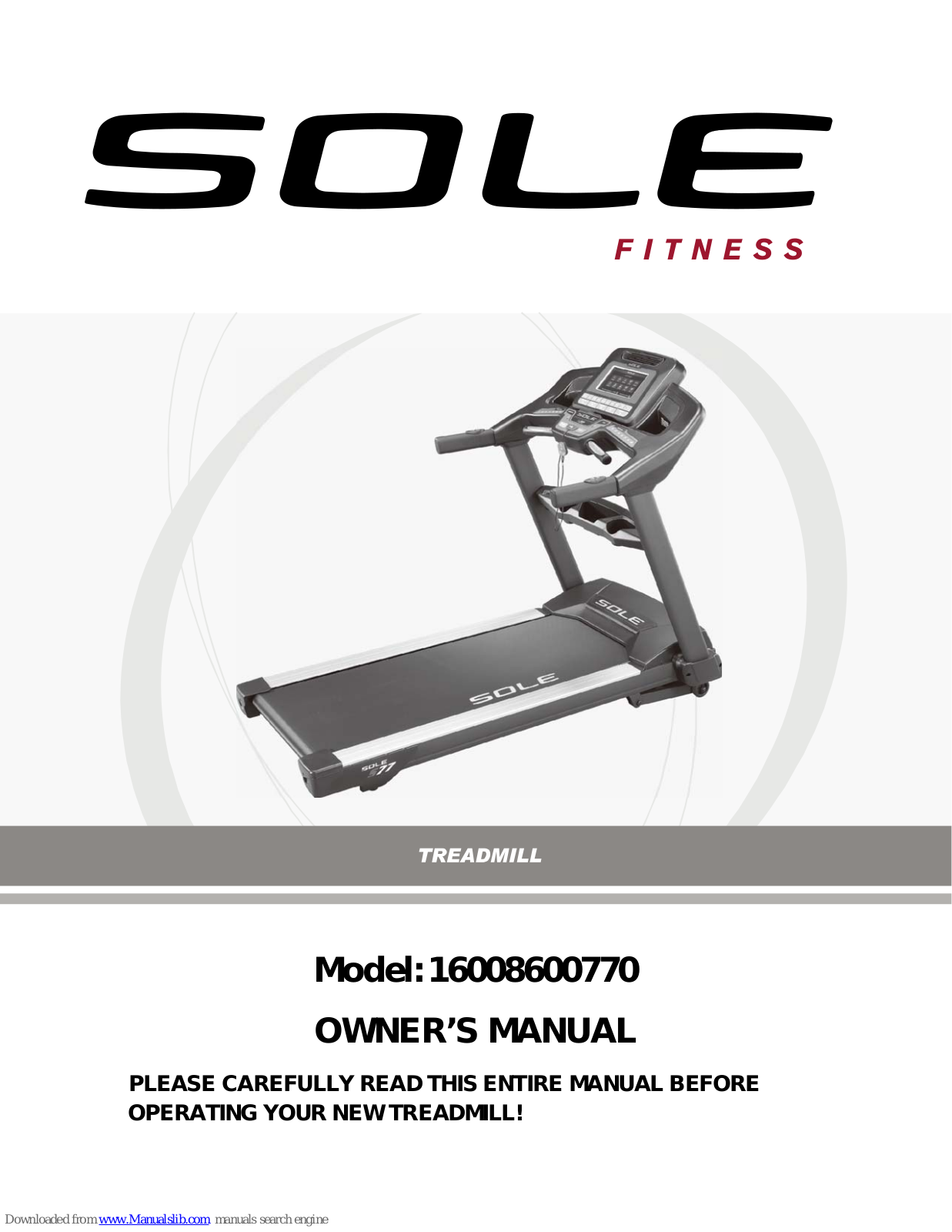 Sole Fitness 16008600770 Owner's Manual