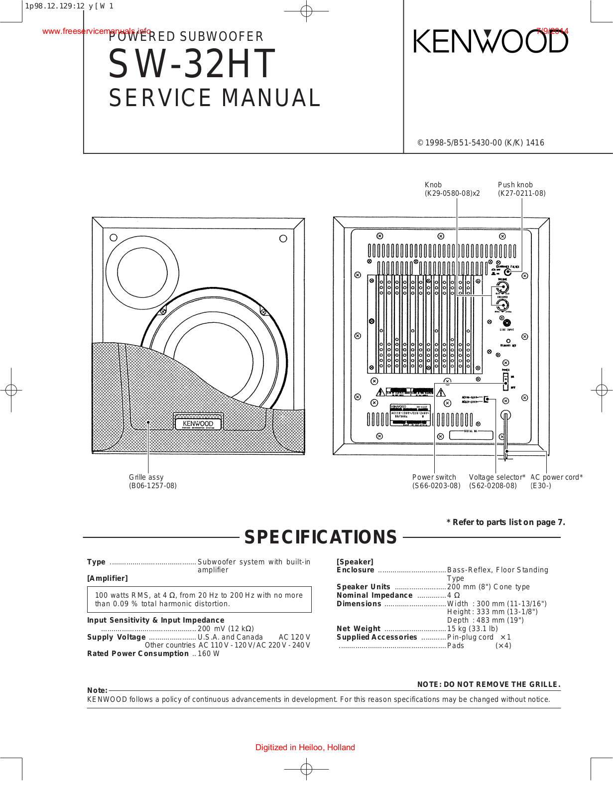 Kenwood Sw-32ht Service Manual