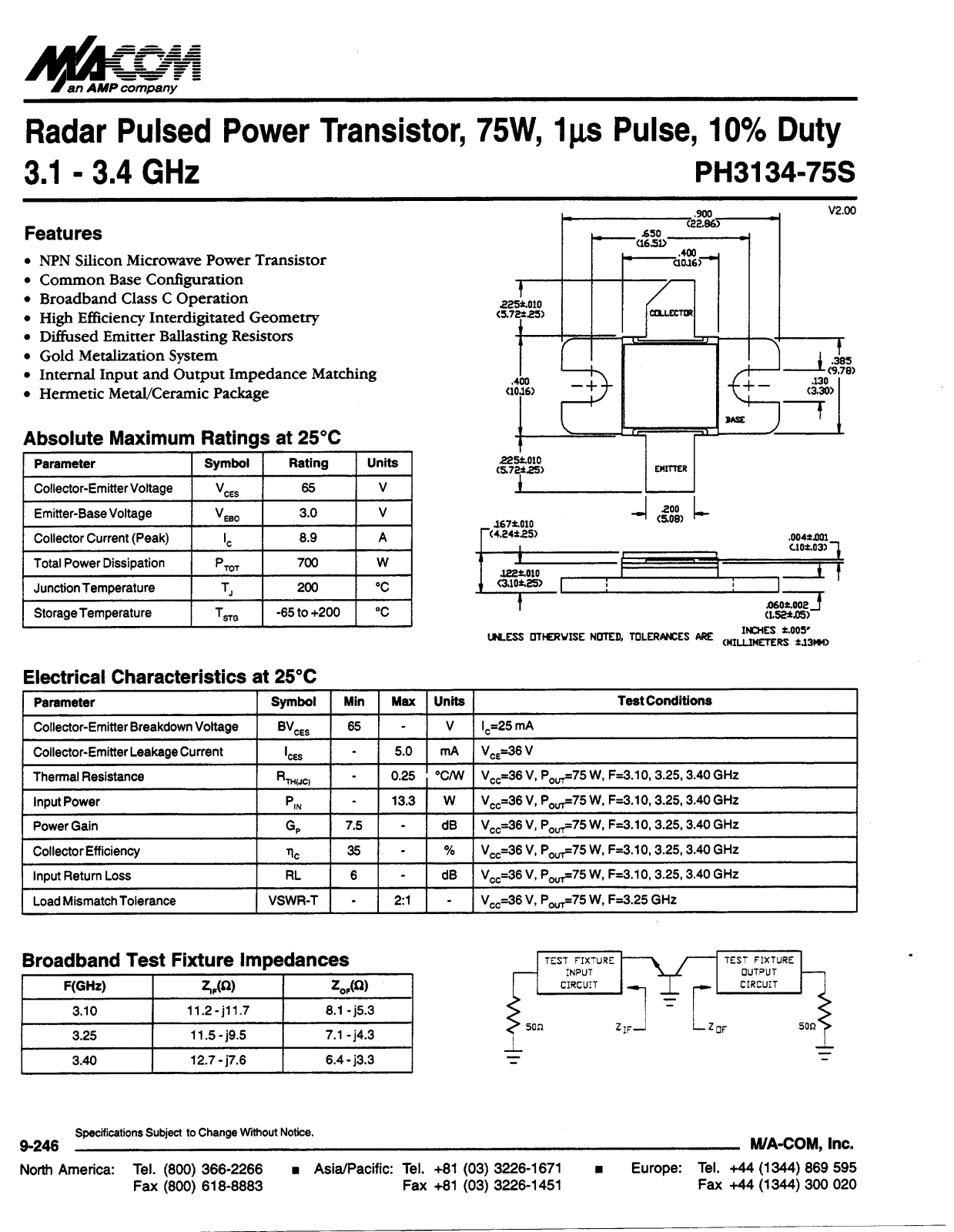 M A COM PH3134-75S Datasheet