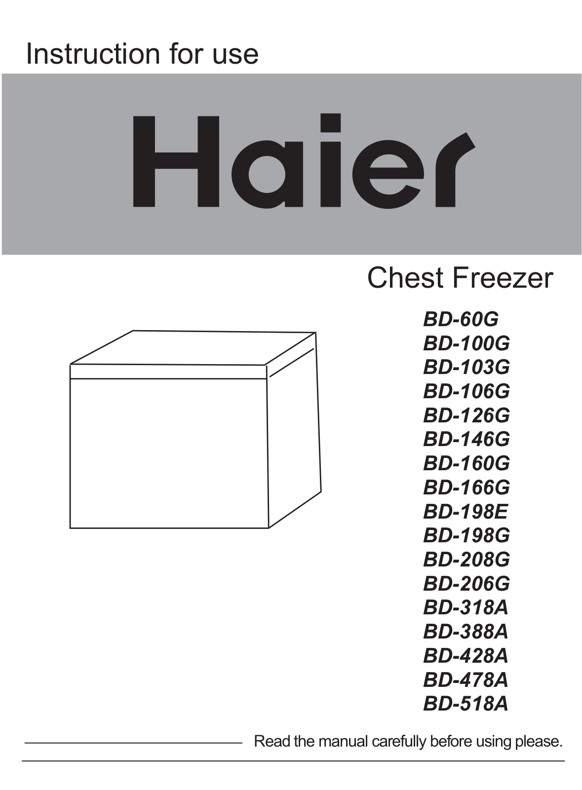 Haier BD-198E, BD-206G, BD-160G User Manual