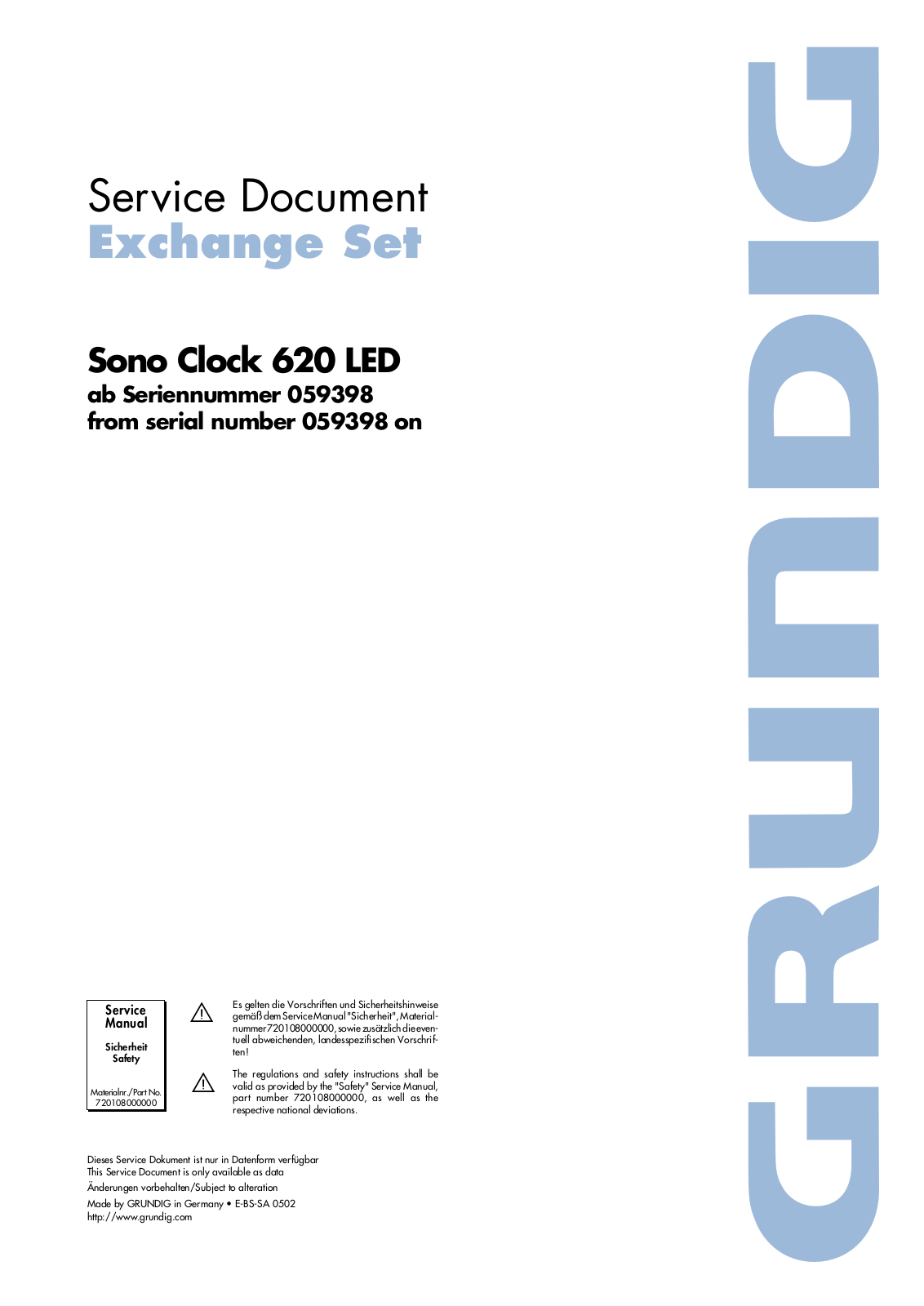 Grundig Sono Clock 620 LED Service Documents - ManualMachine.com
