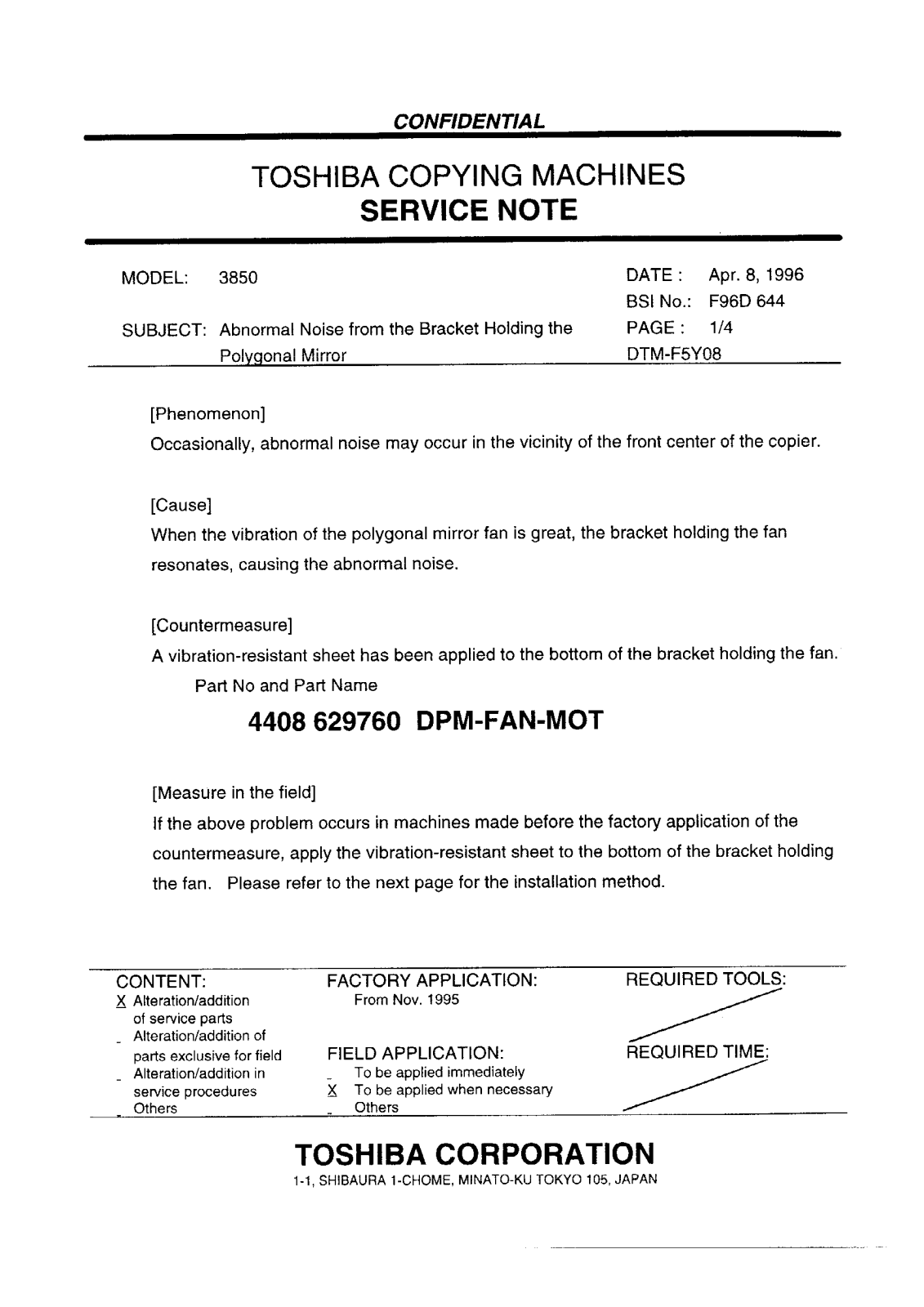 Toshiba f96d644 Service Note