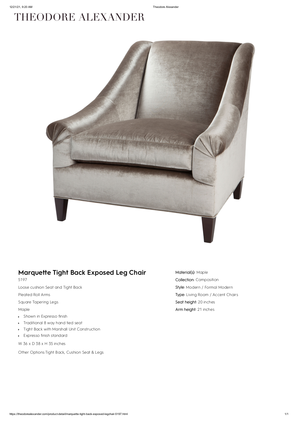 Theodore Alexander W004147754 Specifications - ManualMachine.com