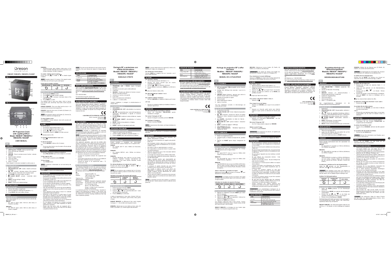 Oregon Scientific RM383P, RM383PU, RM383PA, RA383P User manual