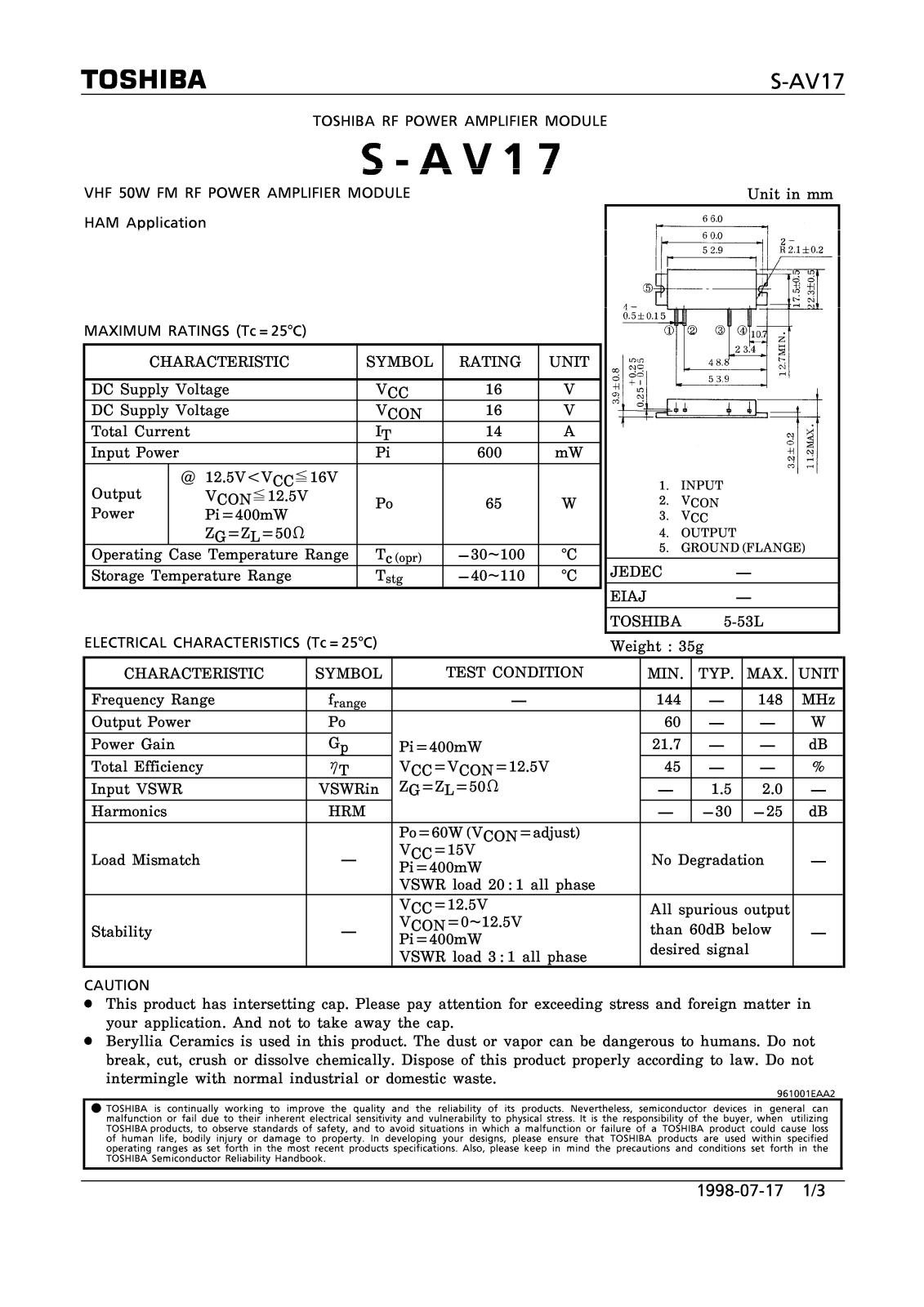 Datasheet S-AV17 Specification - ManualMachine.com
