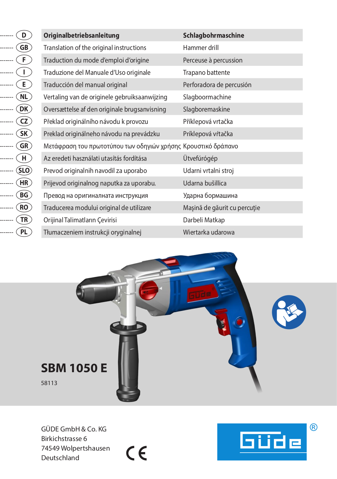 Güde SBM 1050 E User Manual