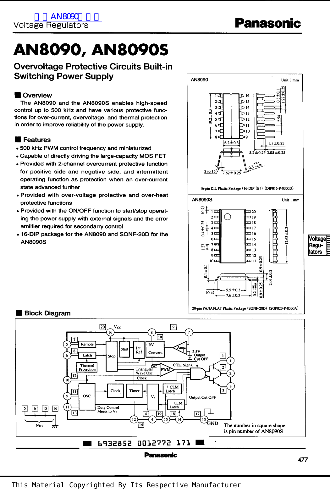 Panasonic AN8090, AN8090S Technical data