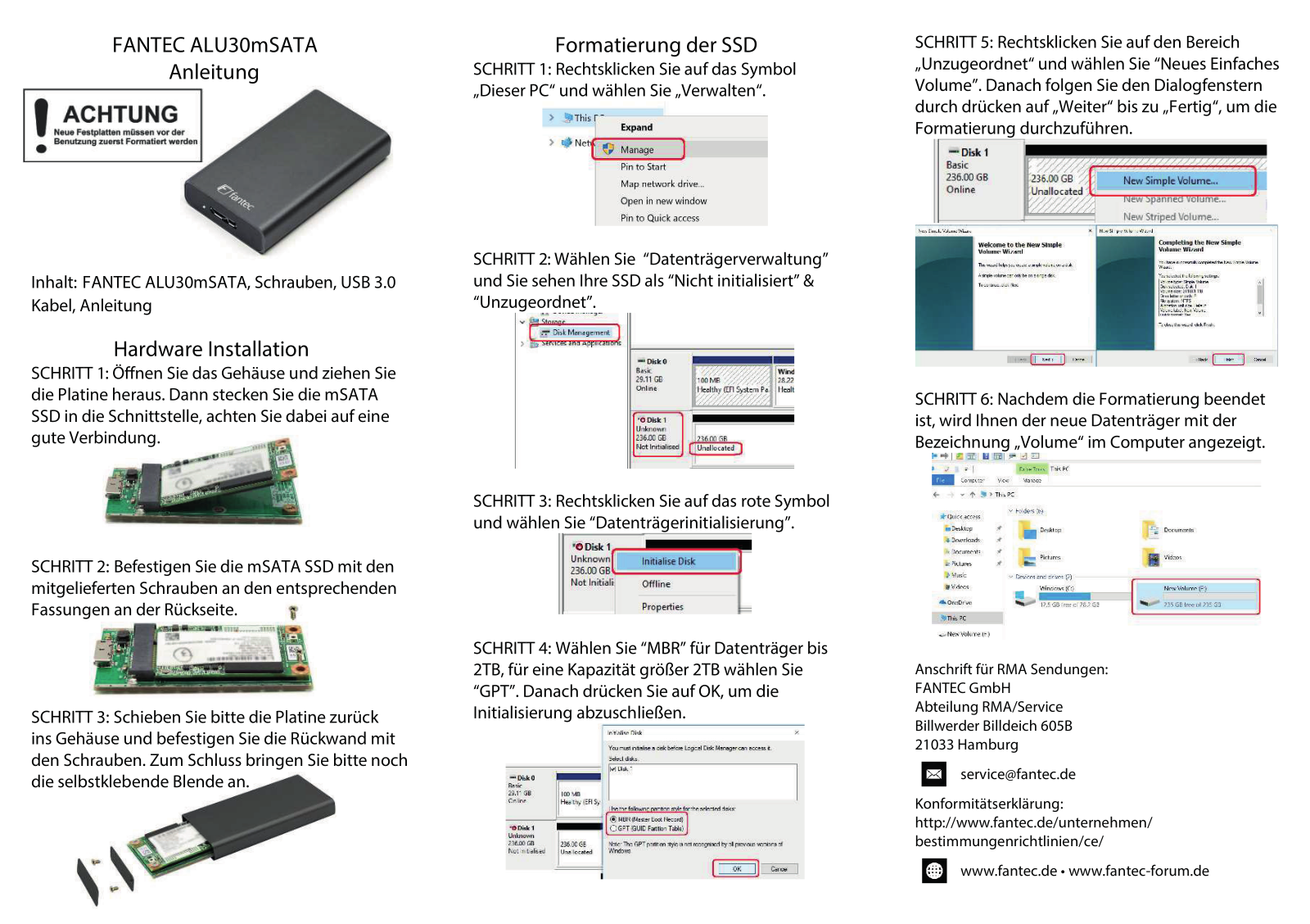 Fantec ALU30mSATA Service Manual