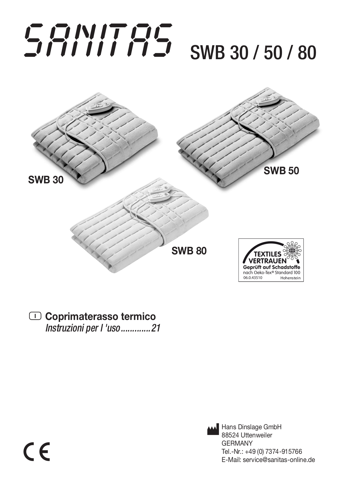 Sanitas SWB 30, SWB 80, SWB 50 User guide