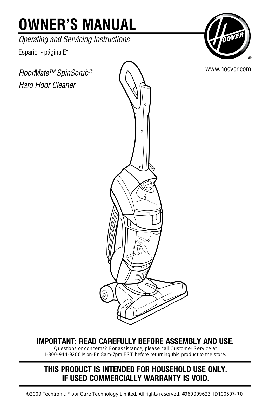 HOOVER FLOORMATE SPINCRUB, FH40010 User Manual