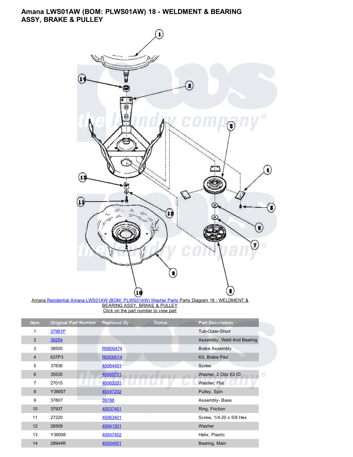 Amana LWS01AW Parts Diagram