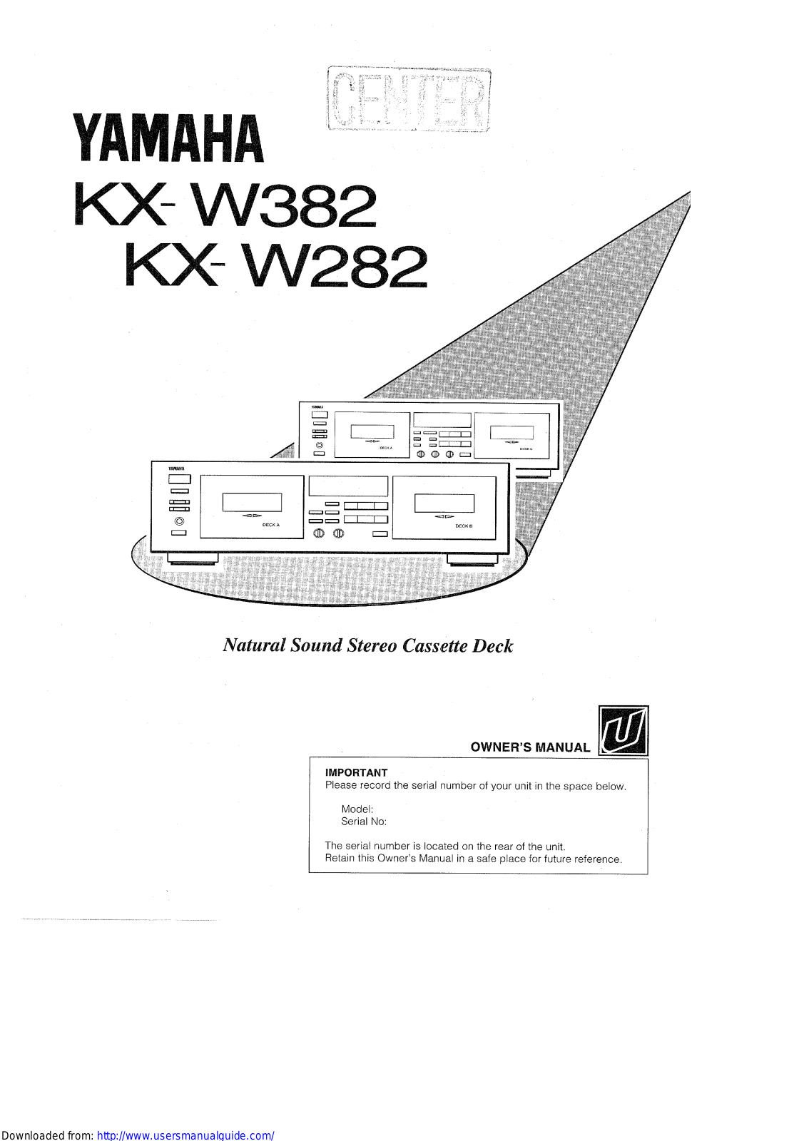 Yamaha Audio KX-W382 User Manual