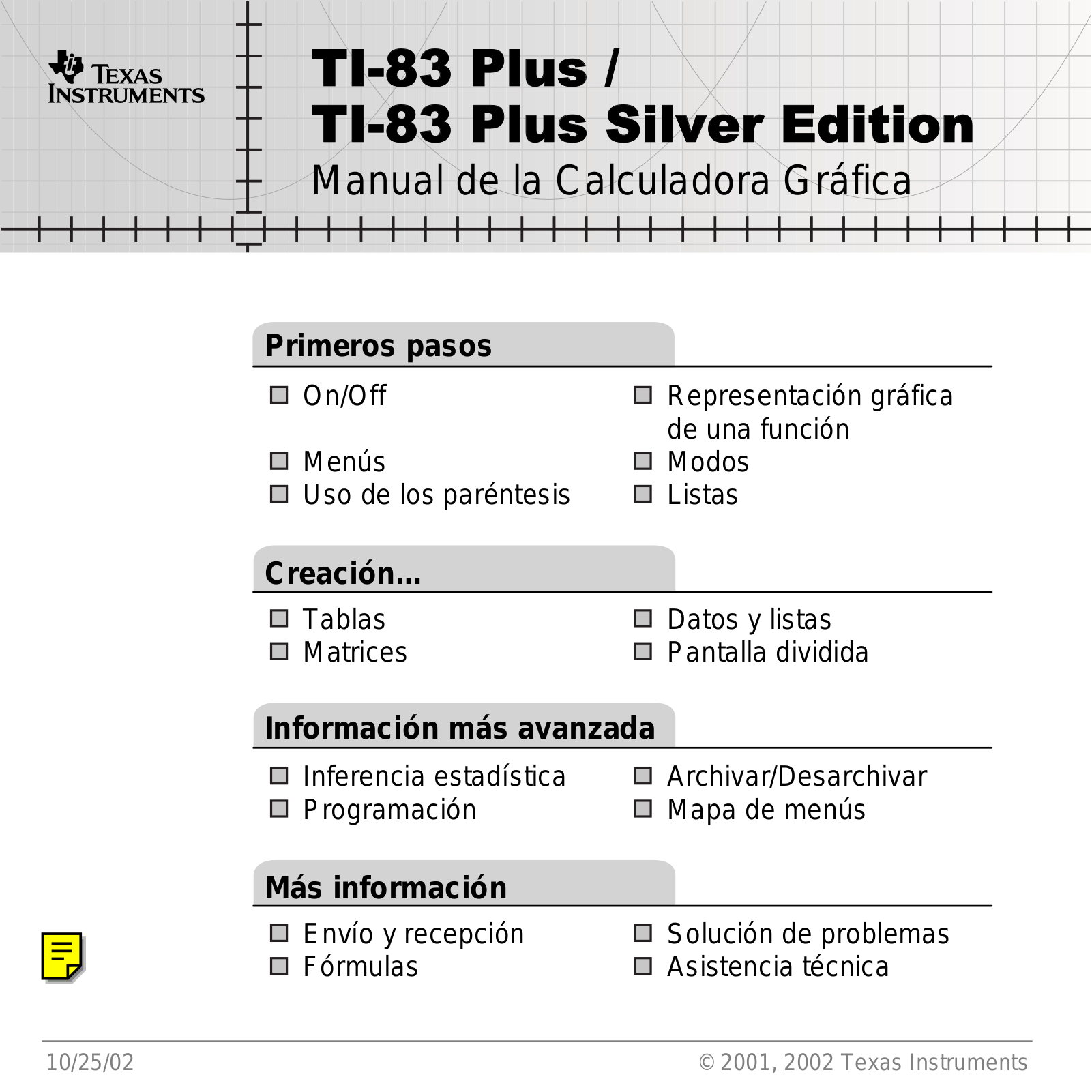 Texas instruments TI-83 PLUS SILVER Graphing Calculator Manual
