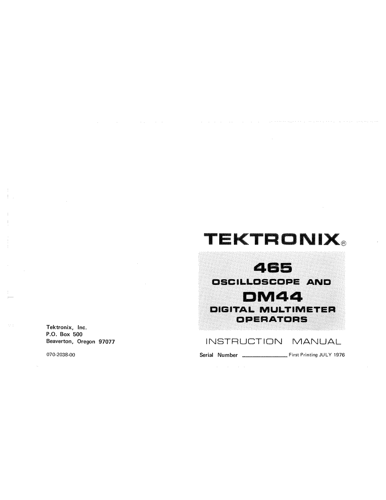 Tektronix 465 User Manual