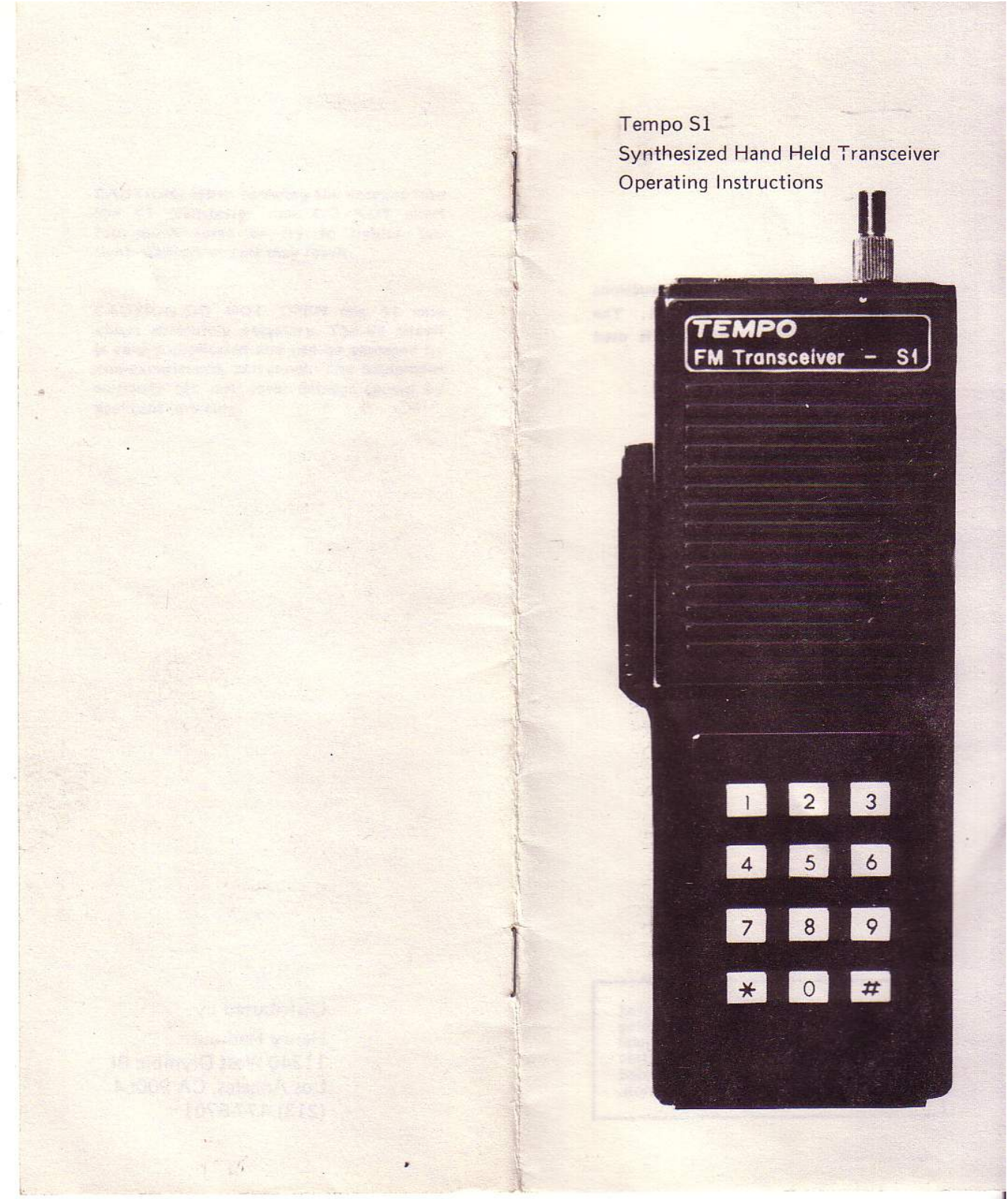 Tempo S1 Operating Instructions - ManualMachine.com