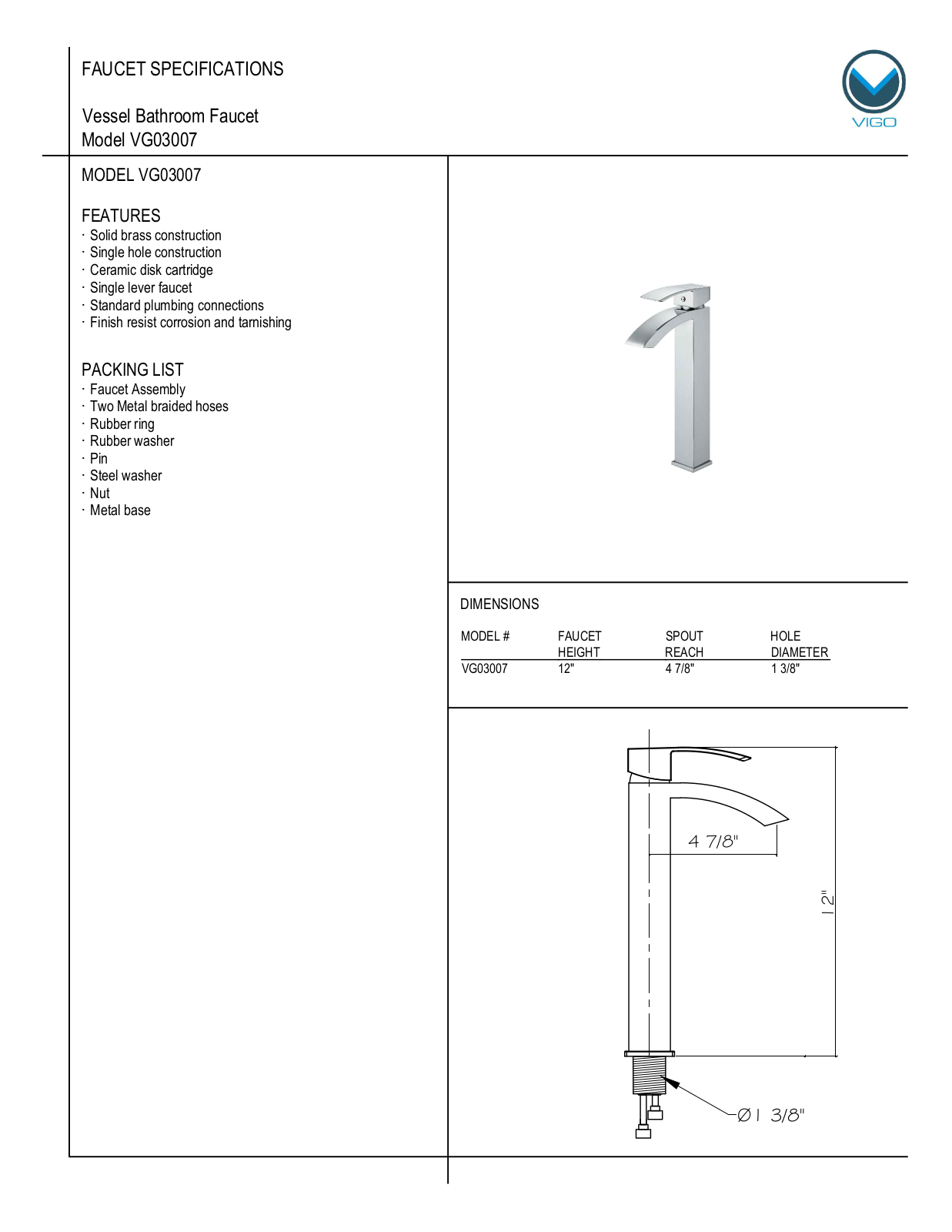 Vigo VG03007 User Manual